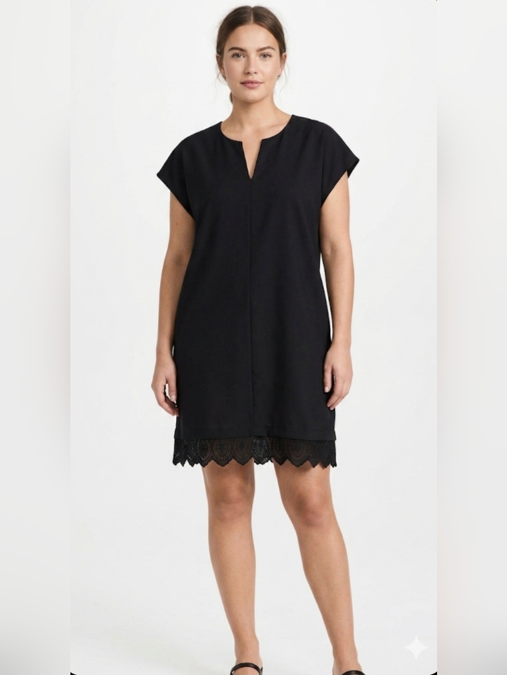 Madewell - Black Shift Dress with Lace Hem Size L